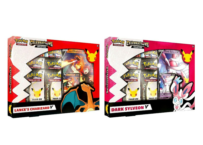 Pokémon TCG 25th Anniversary Celebrations V Box Lances Charizard V/Dark Sylveon V 2x Bundle