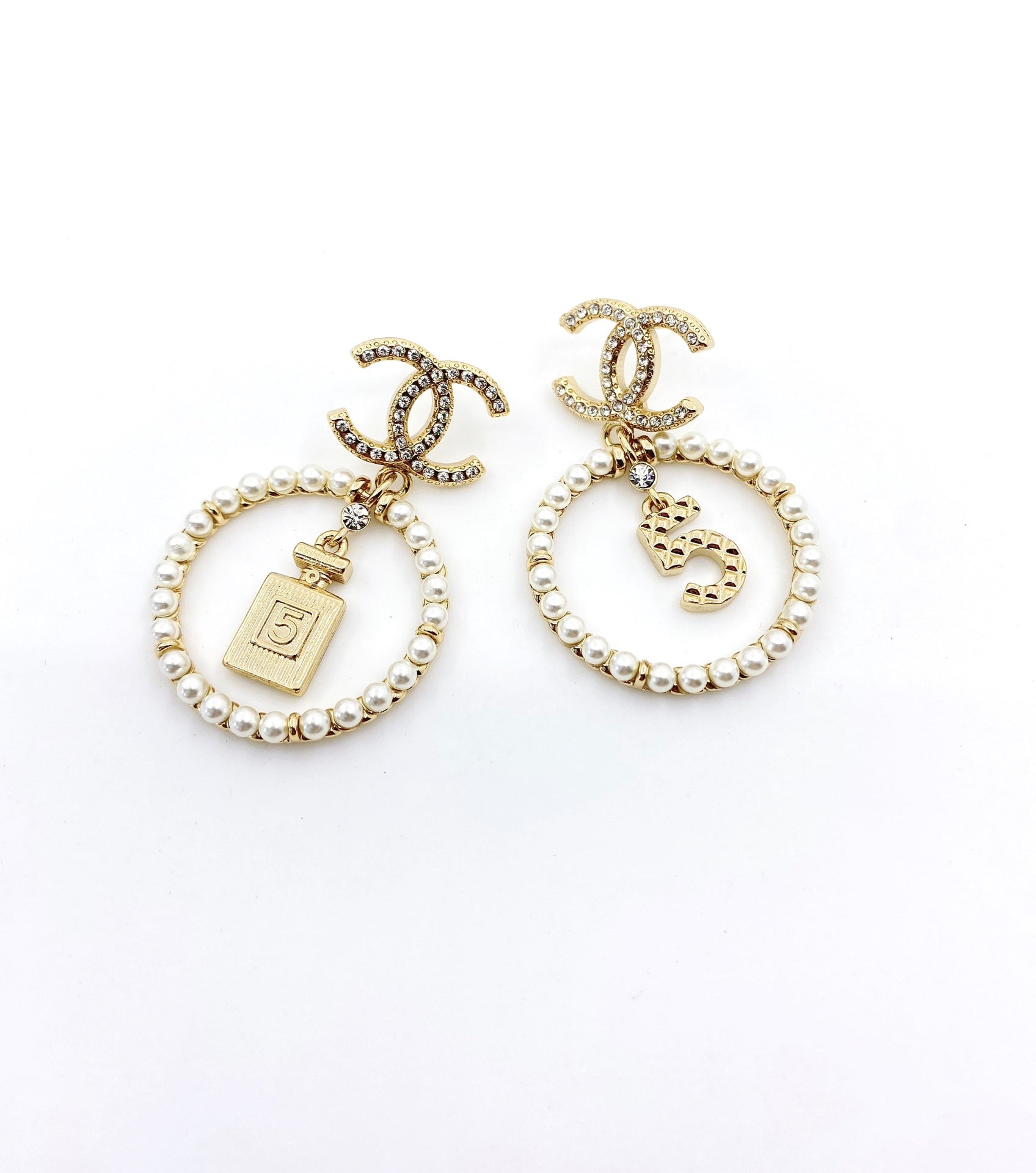 18K  Chanel No.5 Perfume Bottle Earrings