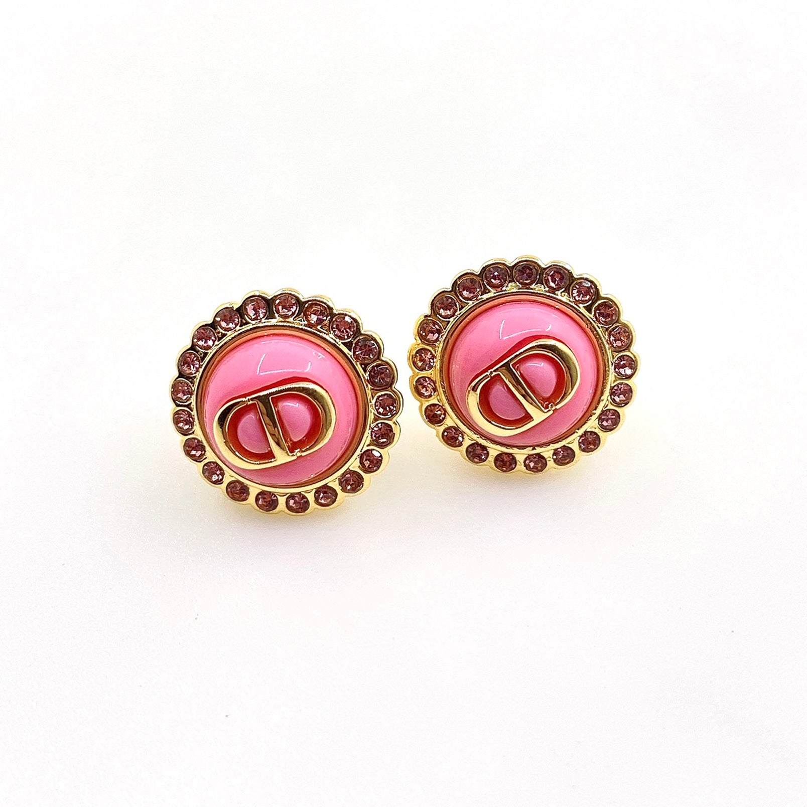 18K  Chanel Pink Crystal Earrings