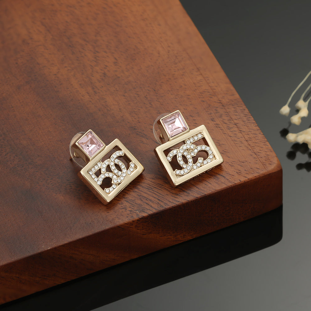 18K  Chanel Square Diamond Earrings