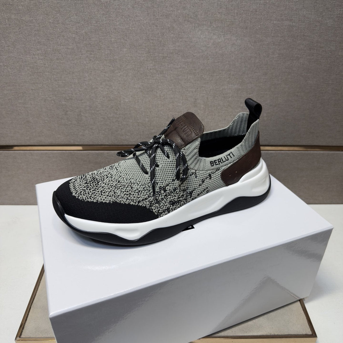 Berluti Gray and Black Lace-Up Sneakers — front