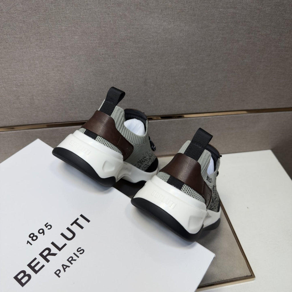 Berluti Gray and Black Lace-Up Sneakers — back