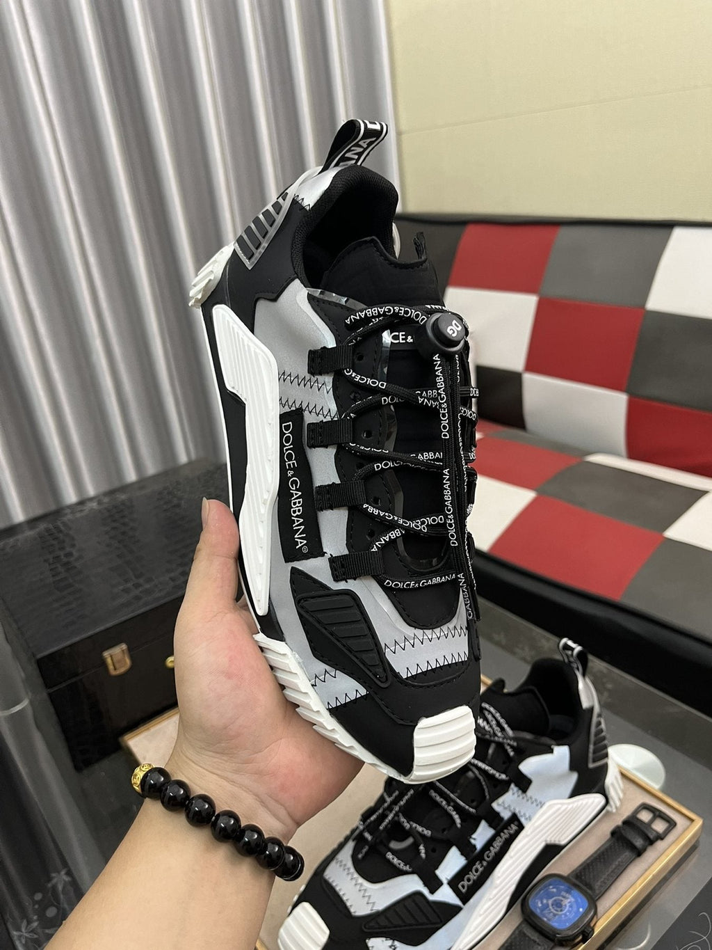 Dolce & Gabbana Black, White and Gray Sneakers — model
