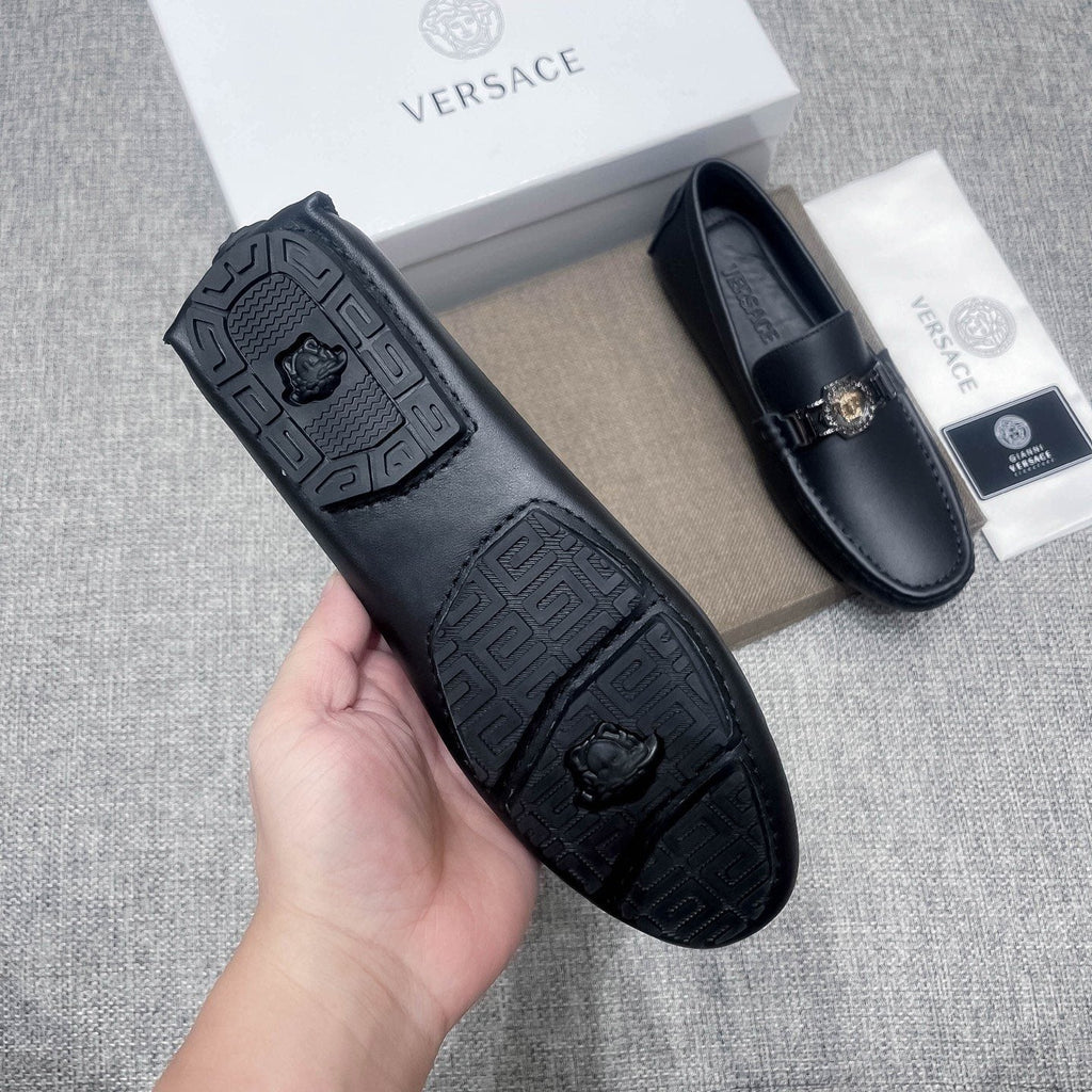 Versace Black Medallion Loafers — detail