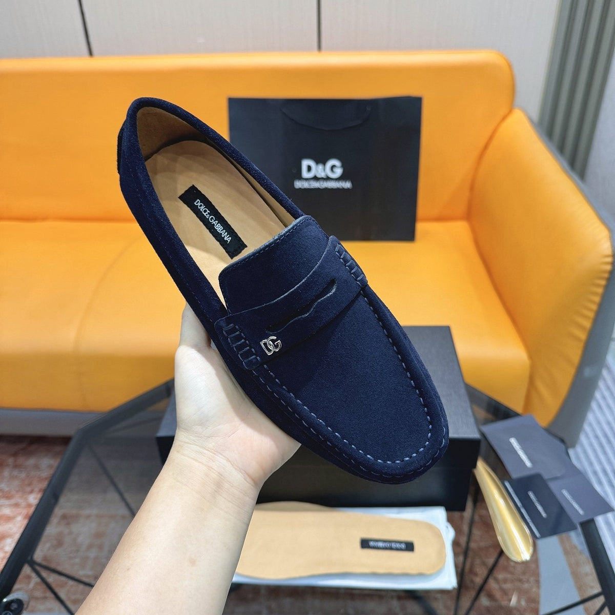Dolce & Gabbana Moc-Toe Driving Loafers — model