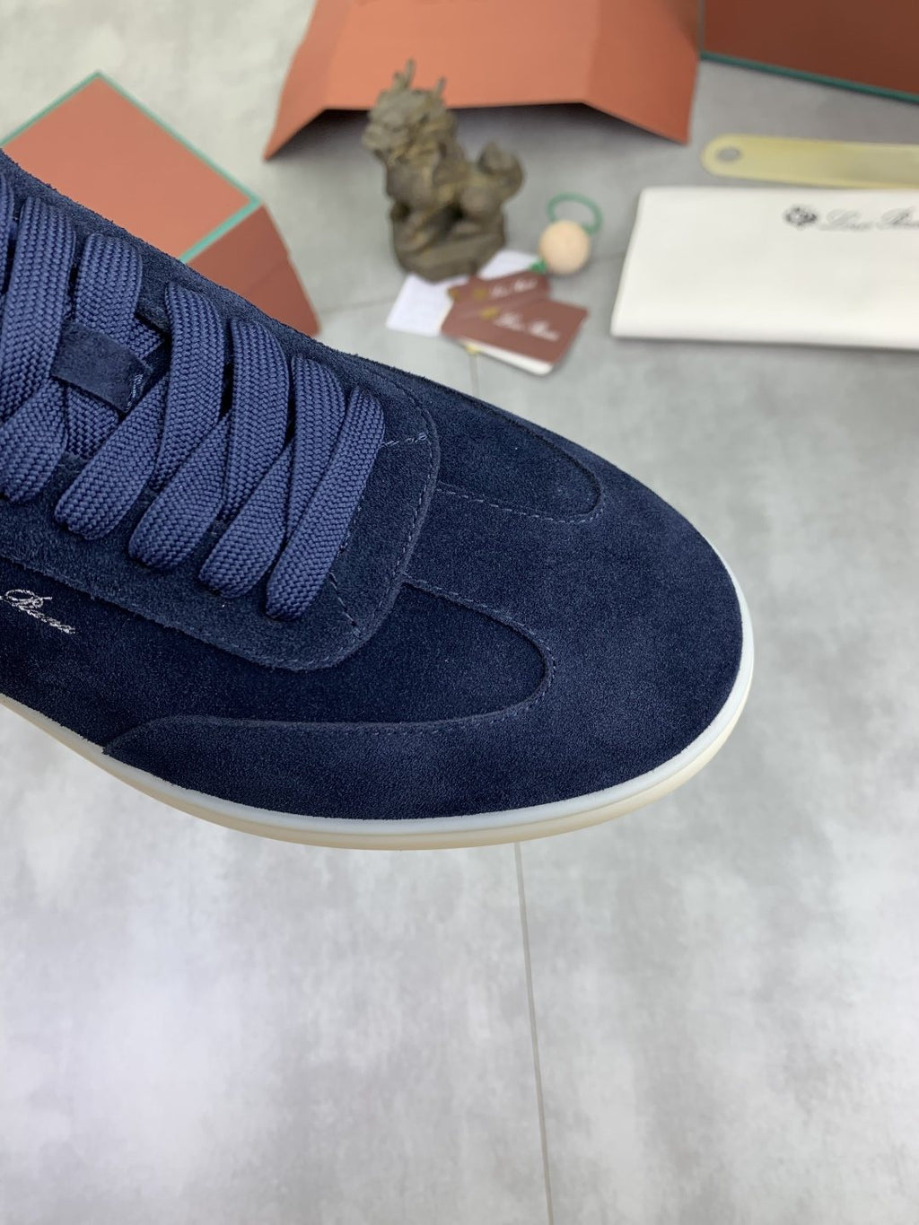 Loro Piana Paneled Low-Top Lace-Up Shoes — detail