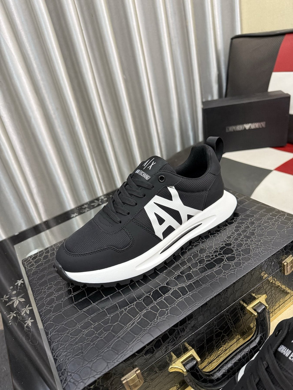 Armani Side-Graphic Casual Sneakers — front