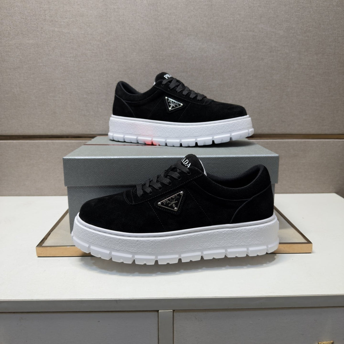 Prada Men's Paneled Chunky-Sole Sneakers — side