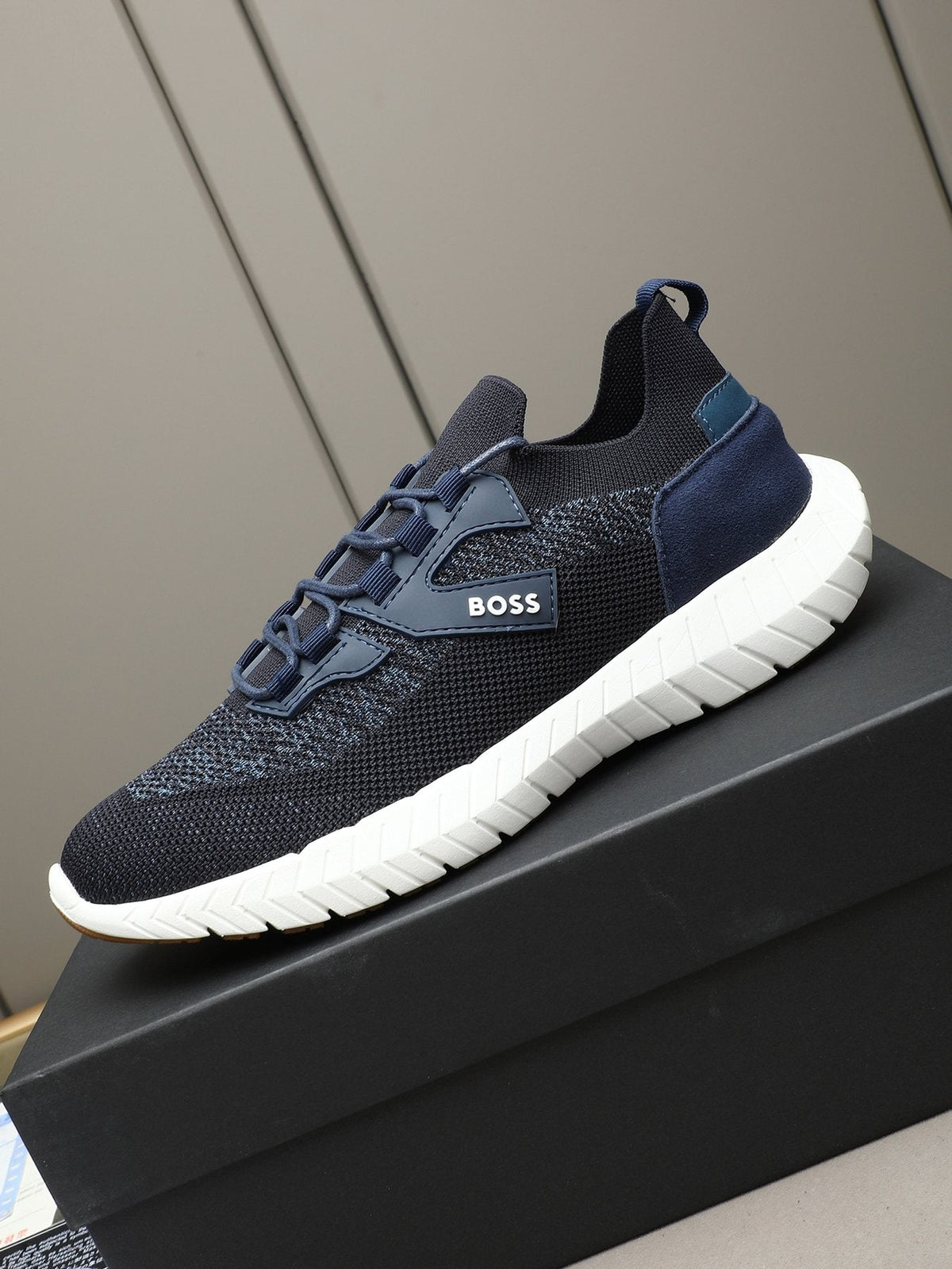 BOSS Textured Lace-Up Sneakers — front