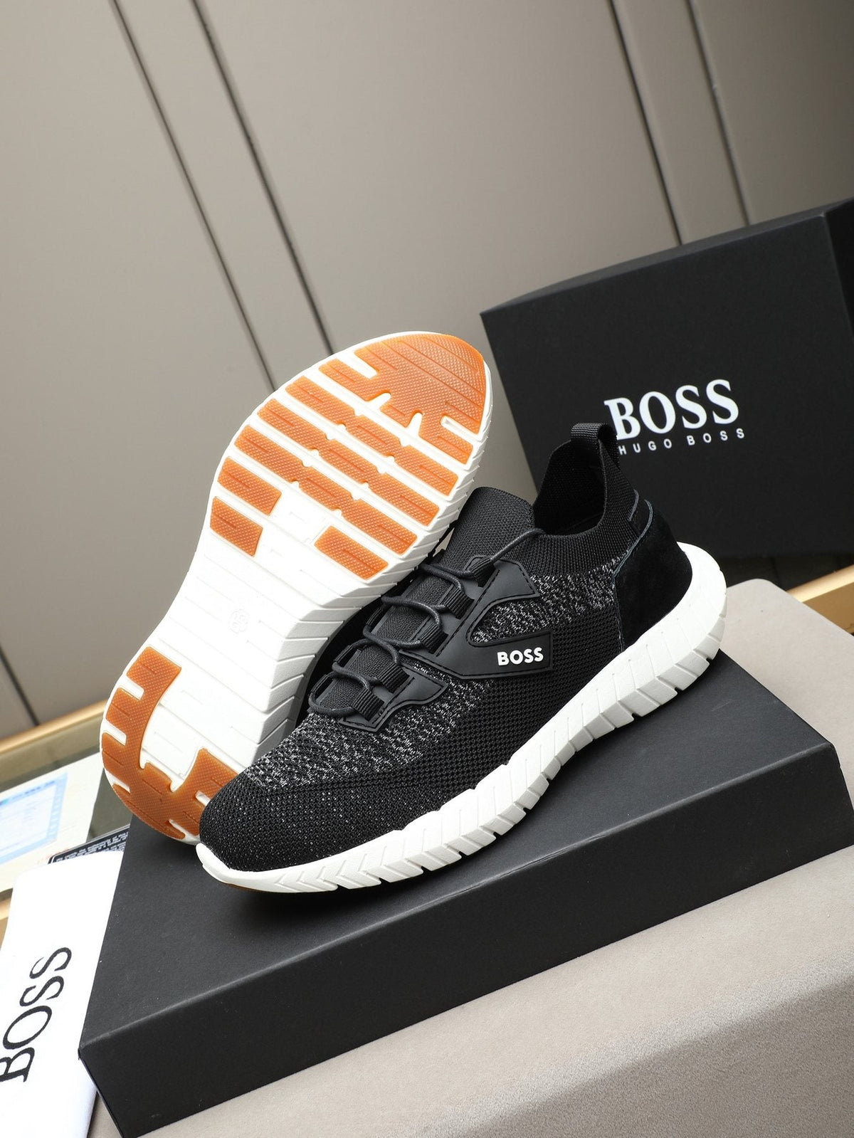 BOSS Textured Lace-Up Sneakers — side