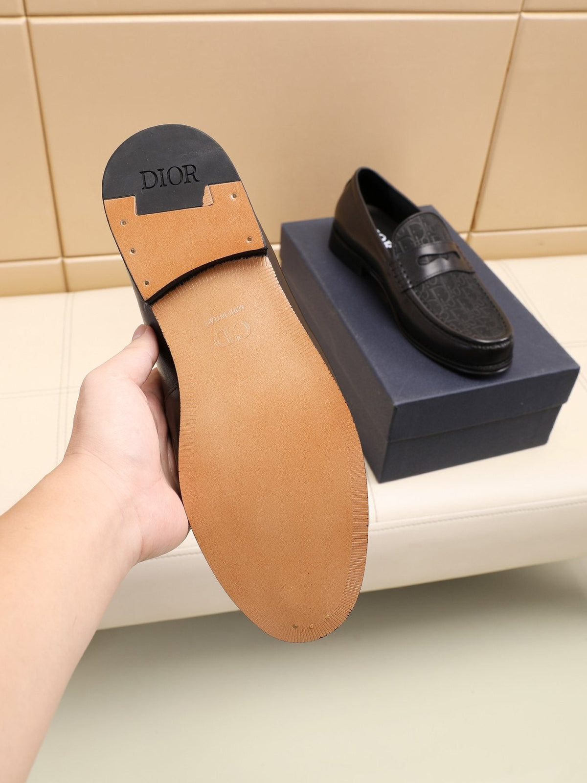 Dior Textured Apron-Toe Loafers — detail
