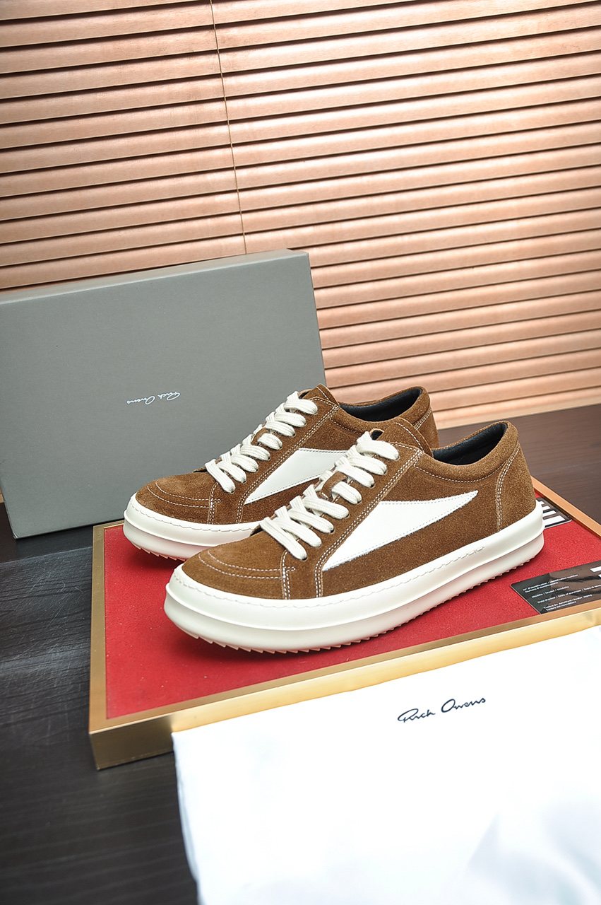 Rick Owens Contrast-Panel Platform Sneakers — front
