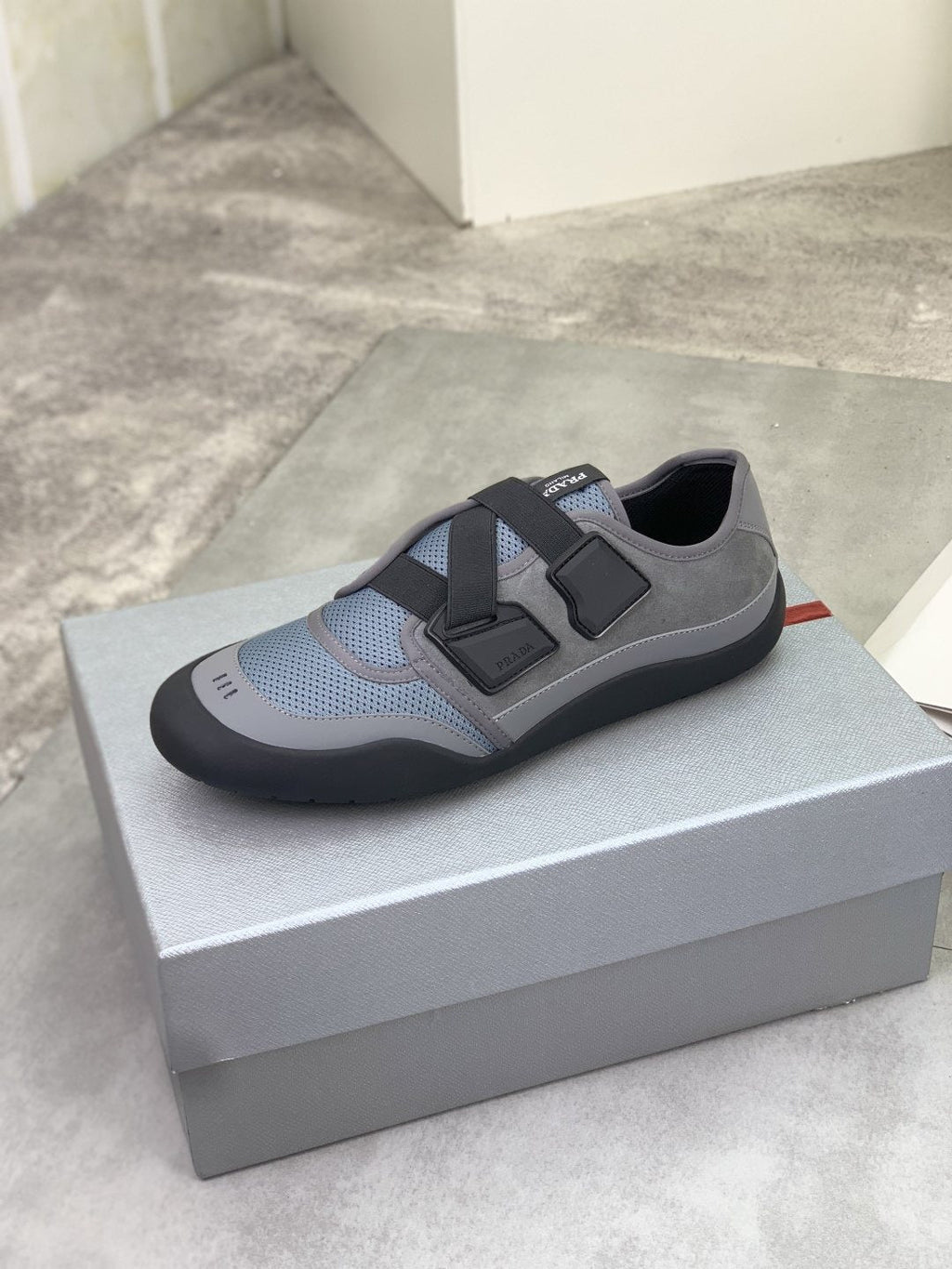 Prada Cross-Strap Low-Top Sneakers — side