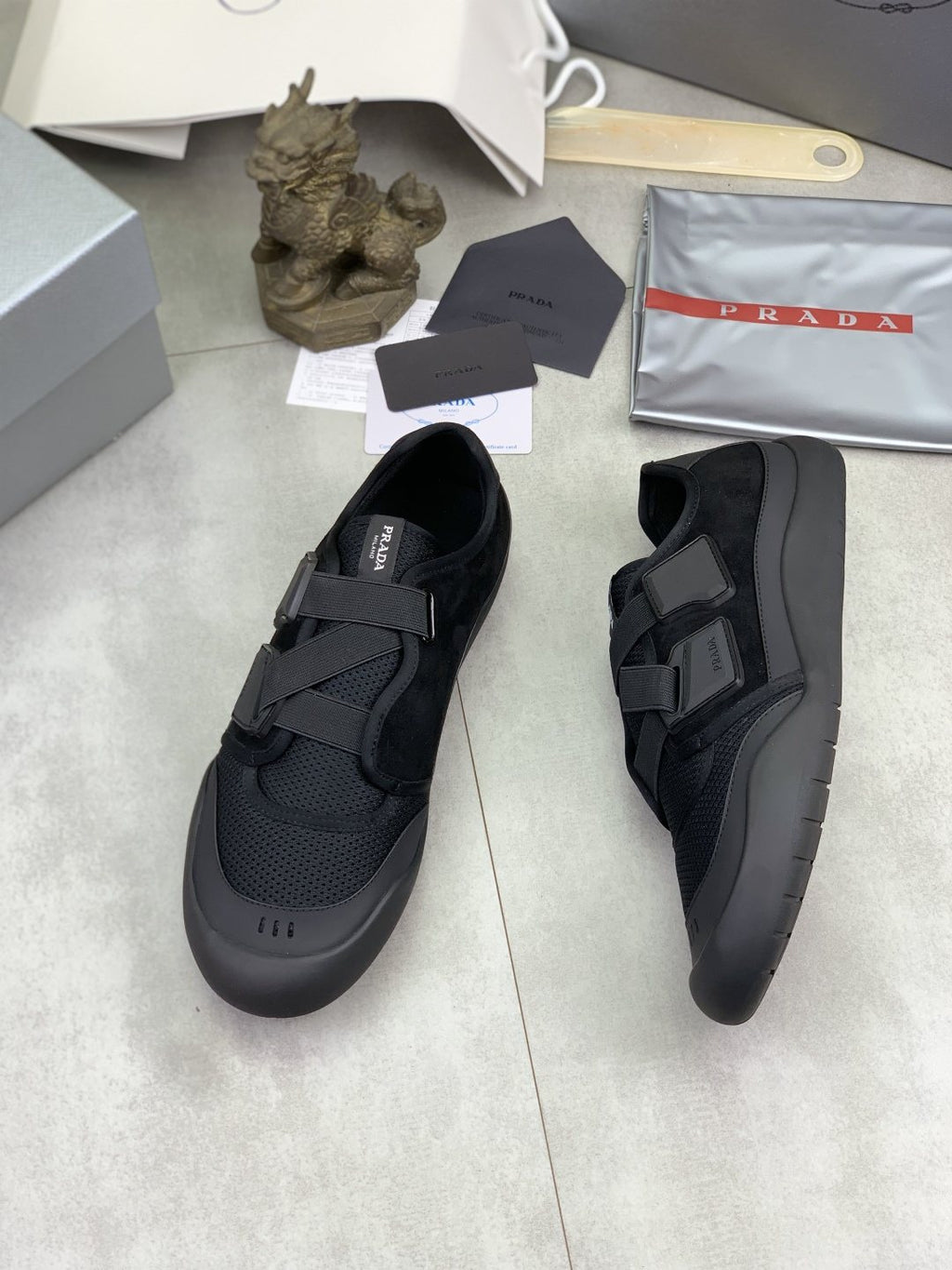 Prada Cross-Strap Low-Top Sneakers — front