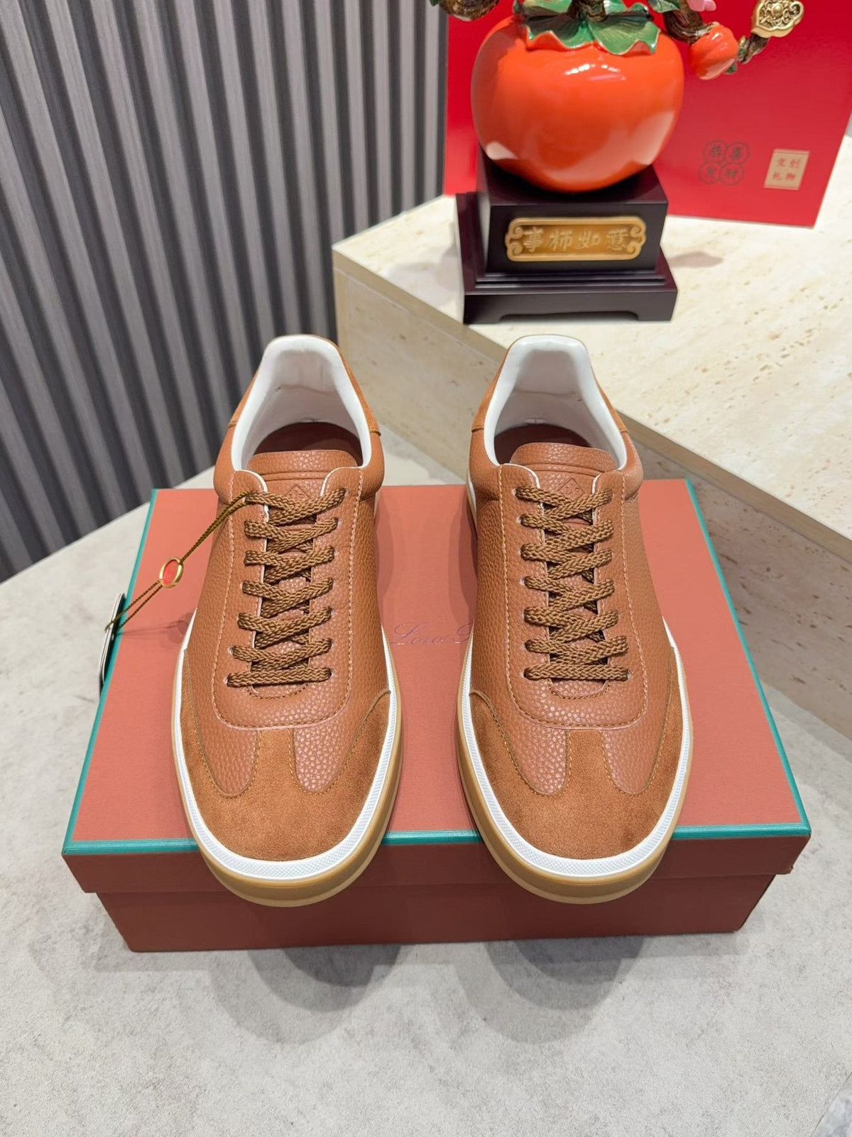 Paneled Low-Top Lace-Up Sneakers — front