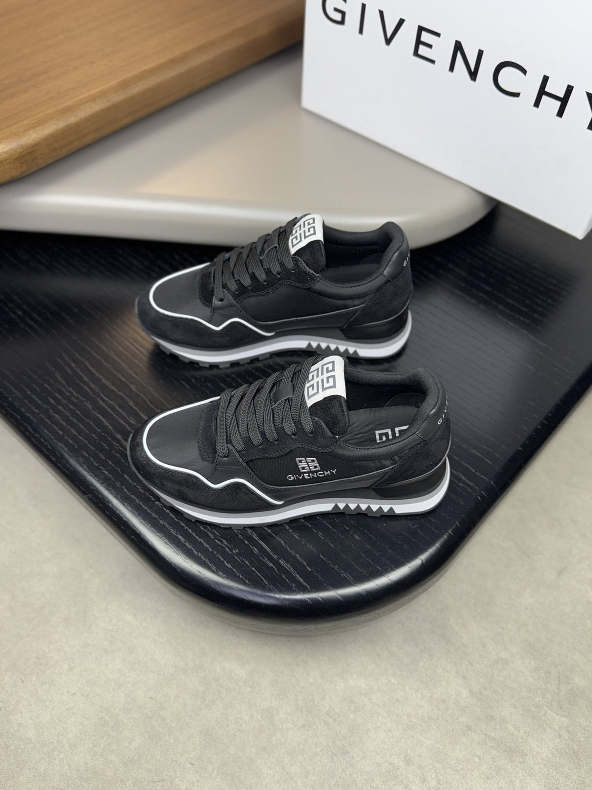 Givenchy Contrast-Trim Lace-Up Sneakers — front