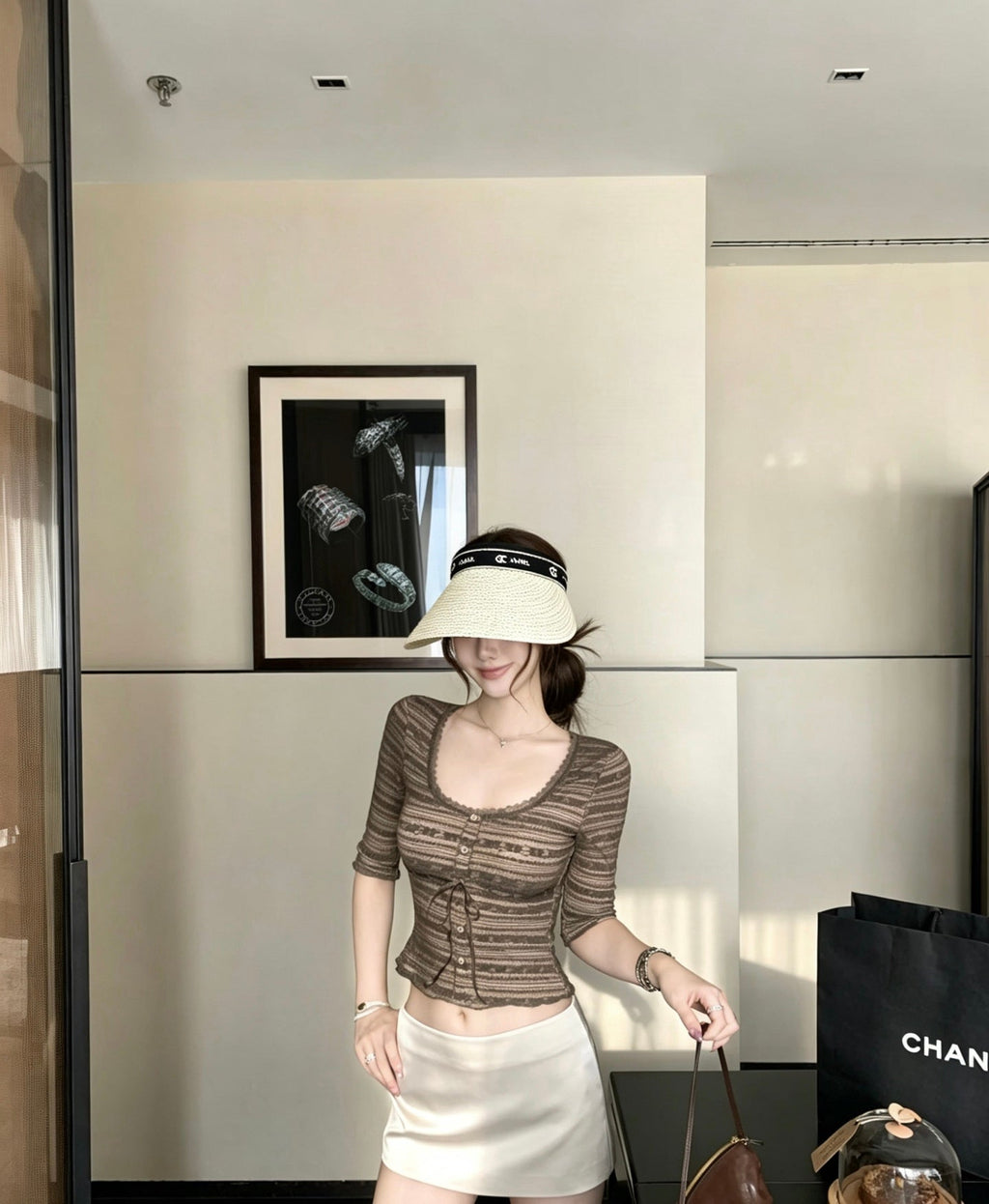 CHANEL Tweed Sun Visor Hat