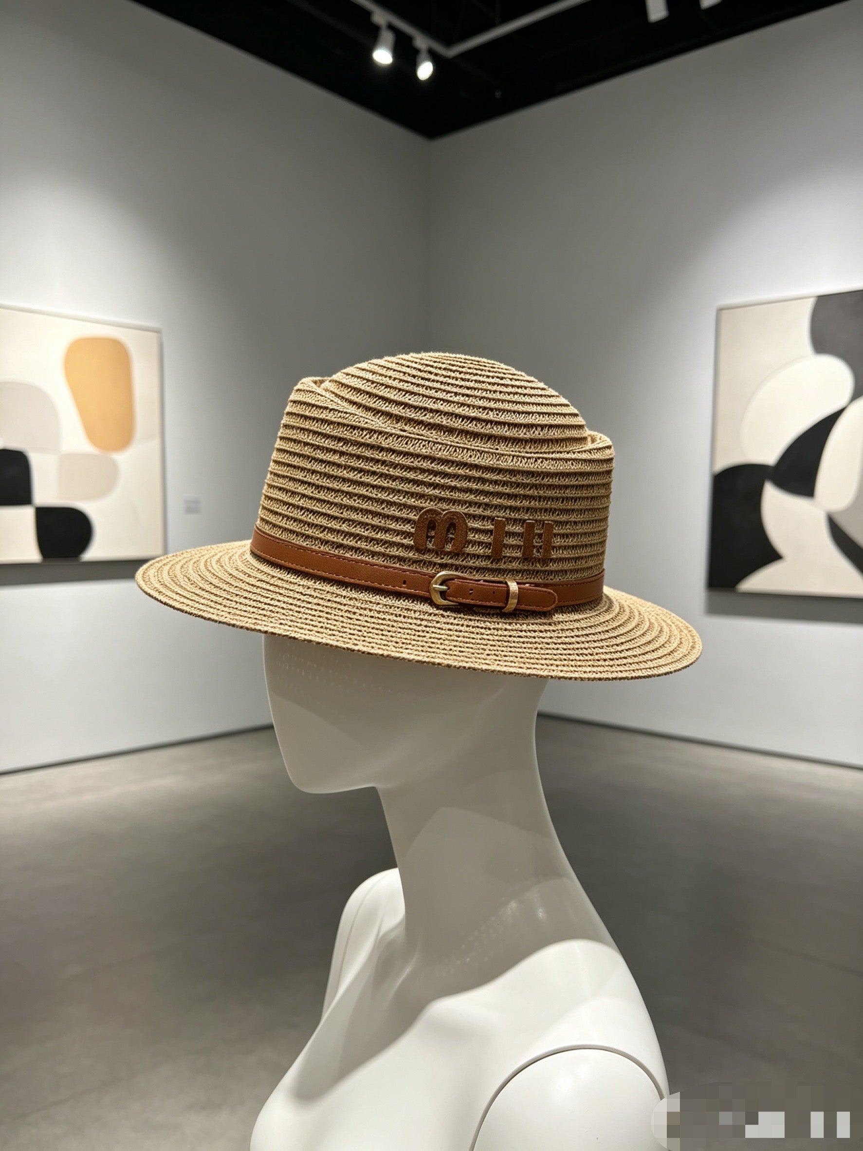 MIU MIU Concave Crown Flat Brim Cap